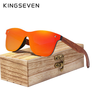 KINGSEVEN 2020 Wood Rimless Polarized Men's Sunglasses Square Frame Sun glasses Women Sun glasses Male Oculos de sol Masculino