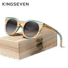 Load image into Gallery viewer, KINGSEVEN Handmade Round Bamboo Sunglasses Men Women Polarized Mirror Lens Sun Glasses Full Frame Wood Shades Custom Logo