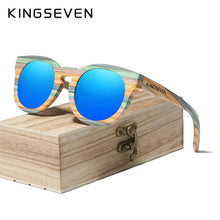 Load image into Gallery viewer, KINGSEVEN Handmade Round Bamboo Sunglasses Men Women Polarized Mirror Lens Sun Glasses Full Frame Wood Shades Custom Logo