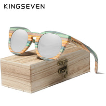 Load image into Gallery viewer, KINGSEVEN Handmade Round Bamboo Sunglasses Men Women Polarized Mirror Lens Sun Glasses Full Frame Wood Shades Custom Logo