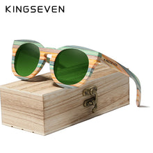 Load image into Gallery viewer, KINGSEVEN Handmade Round Bamboo Sunglasses Men Women Polarized Mirror Lens Sun Glasses Full Frame Wood Shades Custom Logo