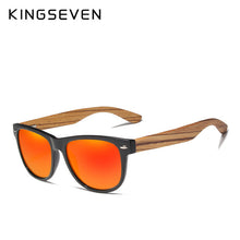 Load image into Gallery viewer, KINGSEVEN 2019 Zebra Natural Wood Polarized Sunglasses Mirror Lens Retro Wooden Frame Women Driving Sun Glasses Shades Gafas