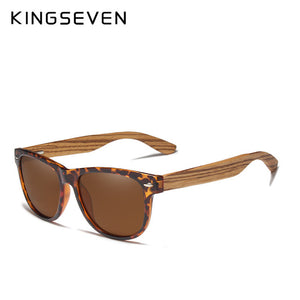 KINGSEVEN 2019 Zebra Natural Wood Polarized Sunglasses Mirror Lens Retro Wooden Frame Women Driving Sun Glasses Shades Gafas