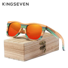 Load image into Gallery viewer, KINGSEVEN Retro Bamboo Sunglasses Men Women Polarized Mirror UV400 Sun Glasses Full Frame Wood Shades Goggles Handmade