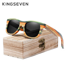 Load image into Gallery viewer, KINGSEVEN Retro Bamboo Sunglasses Men Women Polarized Mirror UV400 Sun Glasses Full Frame Wood Shades Goggles Handmade