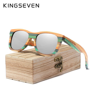 KINGSEVEN Retro Bamboo Sunglasses Men Women Polarized Mirror UV400 Sun Glasses Full Frame Wood Shades Goggles Handmade