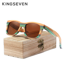 Load image into Gallery viewer, KINGSEVEN Retro Bamboo Sunglasses Men Women Polarized Mirror UV400 Sun Glasses Full Frame Wood Shades Goggles Handmade