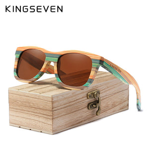 KINGSEVEN Retro Bamboo Sunglasses Men Women Polarized Mirror UV400 Sun Glasses Full Frame Wood Shades Goggles Handmade