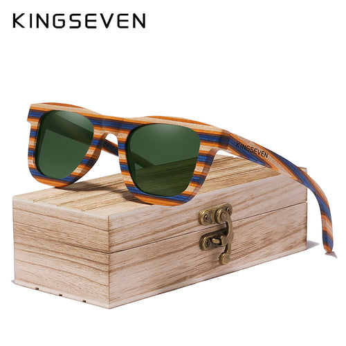 KINGSEVEN Handmade Original Design Sunglasses Colored Wood Full Frame Women Luxury Brand Men's Glasses Eyewear Oculos de sol