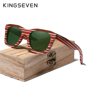 KINGSEVEN 2020 Handmade Polarized Sunglasses Women Men Layered Skateboard Wooden Frame Square Style Glasses Ladies Eyewear