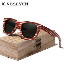 Load image into Gallery viewer, KINGSEVEN 2020 Handmade Polarized Sunglasses Women Men Layered Skateboard Wooden Frame Square Style Glasses Ladies Eyewear